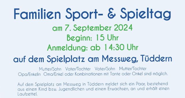 Familien Sport- & Spieltag am 7. September 2024
