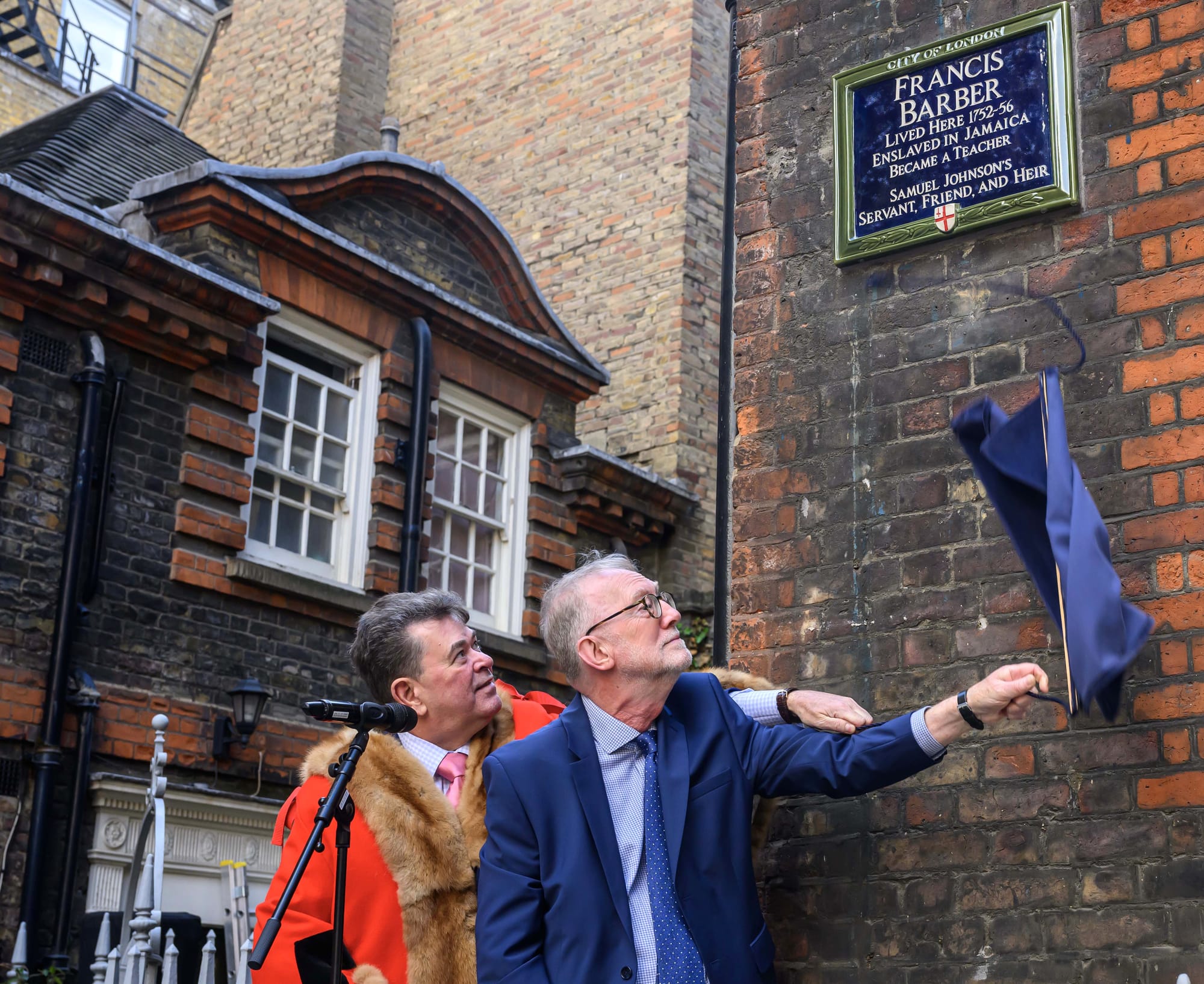 The Francis Barber plaque being unveiled