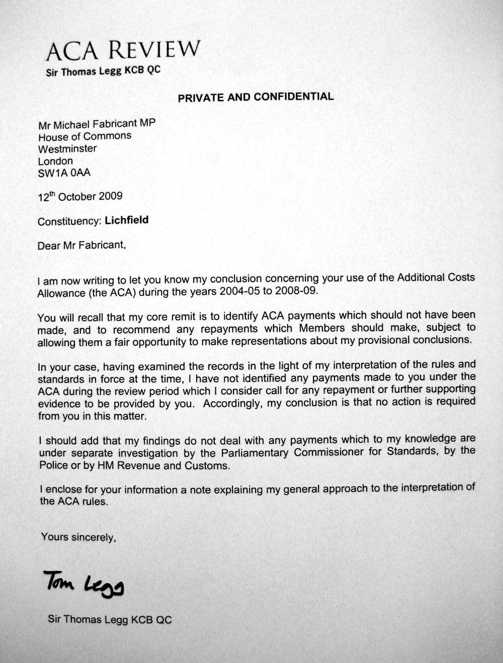fabricant-letter Michael Fabricant MP's letter from Sir Thomas Legg (click for full size)