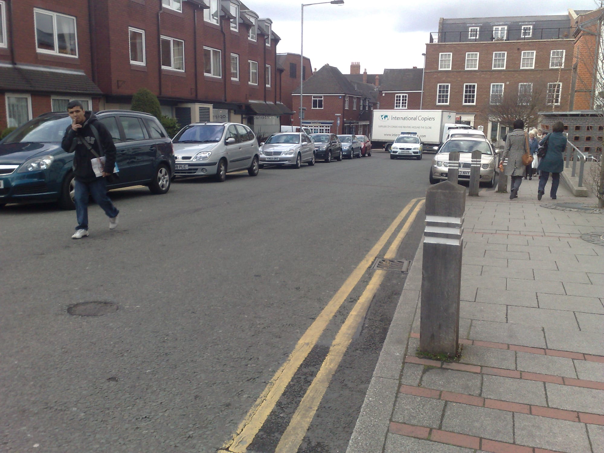 Cars parked on double yellow lines on Wade Street Illegal parking on Wade Street