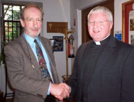 Dr Warwick Rodwell with the Very Revd Adrian Dorber, Dean of Lichfield