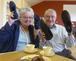 Ethel and Keith Hawes with their new slippers