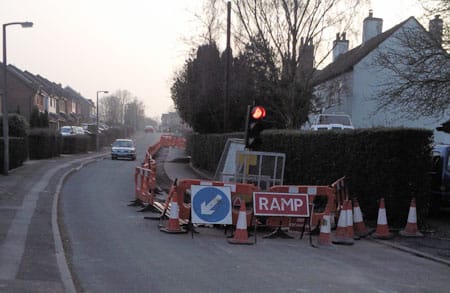 Roadworks in Streethay
