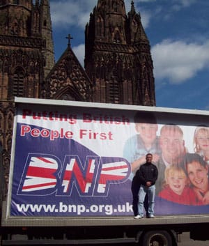alex-truth-truck-021 Alex Sproule with the BNP 'truth truck' outside Lichfield Cathedral