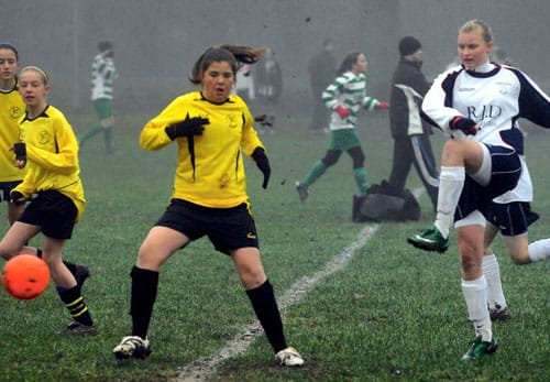Alison Livermore (right) completes her hat-trick for Lichfield Diamonds