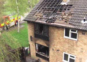 whittingtonhousefire The fire-damaged house in Whittington
