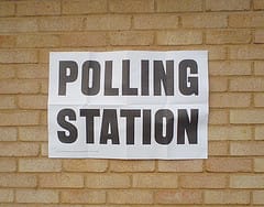 Polling station sign. Pic: Neil Wykes