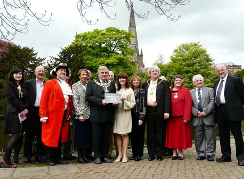 speakerscorner Joanne Malin with dignitaries at the launch of Lichfield's Speakers' Corner. Pic: Lichfield District Council