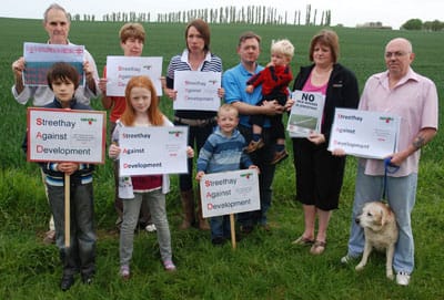 streethayprotest Protesters with the signs like those that have been removed. Pic: Harry Warburton