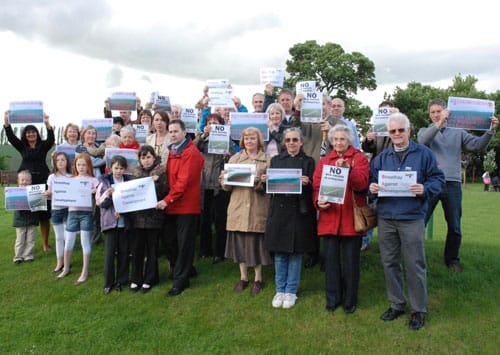 Streethay residents protest against the plans for housing development in their village