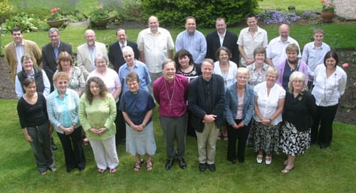 The 25 new Deacons who are set to be ordained at Lichfield Cathedral with the Rvd Lesley Bentley, the Rt Revd Jonathan Gledhill and the Revd Preb David Newsome