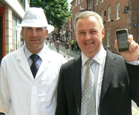 Food Safety Inspector Dean Epton and Councillor Ben Adams outside Ego in Lichfield, which iis a five gold star restaurant 