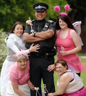 solsticewalkpolice Anne Pitman, Tracy Potts, PCSO Syd Ambrose, PCSO Maggie Griffiths and Sue Whelan