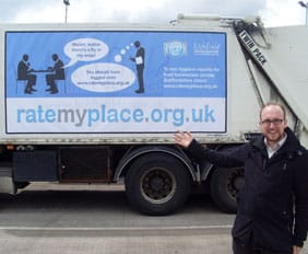 stuart-harrison-1 Lichfield District Council's webmaster Stuart Harrison with one of the adverts