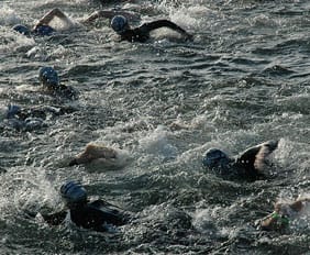 Triathletes swimming at a race in America. Pic: cygnus921