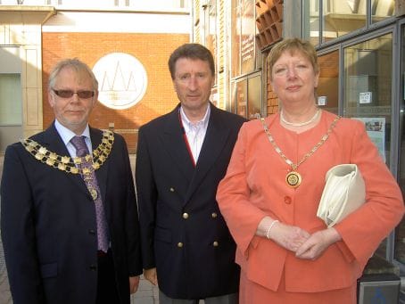 Cllr Powell, Nick Sedgewick and Jean Powell outside the Garrick
