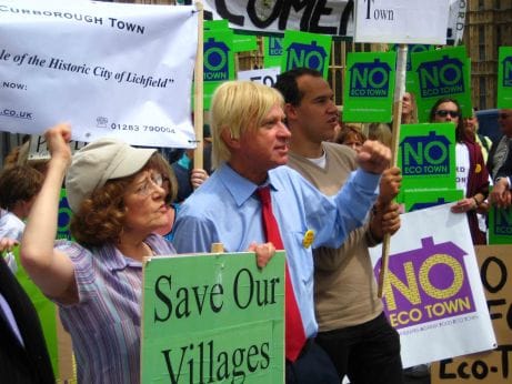 Michael Fabricant with protestors outside Parliament