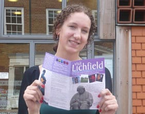 Patricia Holthof from Visit Lichfield team with a copy of the guide