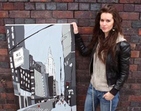 Rachel Tighe with one of her exhibits