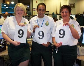 999-Day West Midlands Ambulance Service's emergency operations centre staff Katie Howse, Zak Sheikh and Mandy Ward