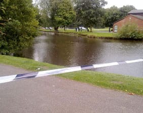 A police cordon around the Beacon Park pool