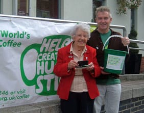 coffee-lichfield Phil Preece with his mother, Wyn Preece, welcoming people to the coffee morning at the Lichfield Garrick