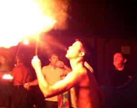 Lichfield Round Table members are taught the art of fire-eating