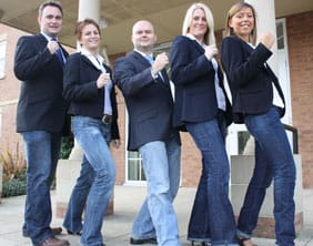 ansons-jeans Ansons staff Martin de Ridder, Sarah Popp, Neil Jones, Clare Ball and Laura Bleach in their jeans