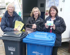 bluebinroadshow Anne Nagle (Waste Minimisation Officer for Wrap), Jane Simpson (Recycling Officer) and Chris Cole (Recycling & Street Scene Development Officer)