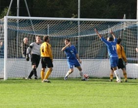 chasetown-v-loughborough Reece Styche celebrates his goal against Loughborough Dynamo. Pic: Dave Birt