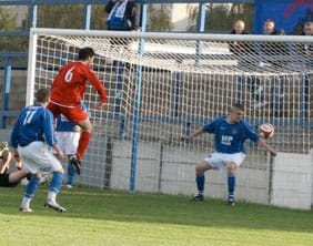 chris-horton-scores Chris Horton scores against Lancaster City. Pic: Dave Birt