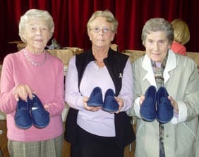 dawn-morley,-rosemary-hart,-mavis-harris-v2 Dawn Morley, Rosemary Hart and Mavis Harris with their new slippers
