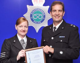 Sergeant Beverley Rounds receives her commendation