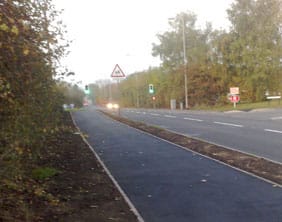 The new crossing and footpath in Streethay