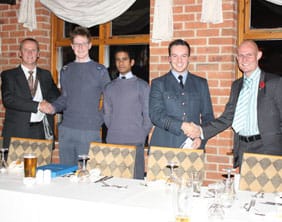 Stuart Milner (Round Table Chairman), Cpl Will Manser, Cadet James Gardner, Flt Lt Chris Kelly, Chris Kendall (Round Table Member)
