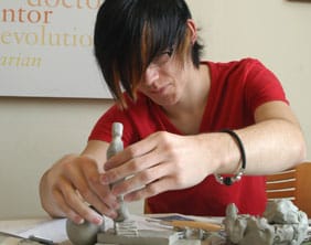 A sculpture takes shape in the workshop