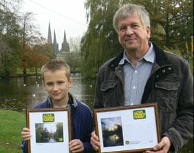 Jake Smith and John Godley with their framed pictures