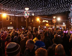 The lights go on in Market Square. Pic: Will Tinsdeall