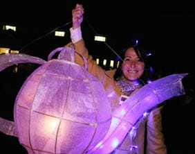 Tracy Potts with her teapot lantern