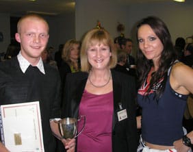 Student Jacob Nelson Pazera, head teacher Bernice Astling and Gladiator Jenny Pacey