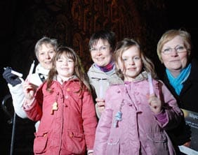 Sue Slocombe, Hannah Elson, Clare Elson, Abigail Elson and Glynise Ball at the Light Up A Life service