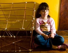 Shannon Davies takes a break from making her lantern