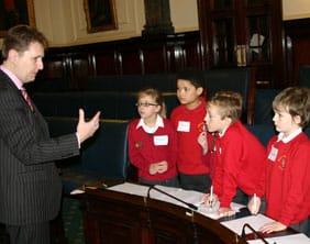 Manor-Primary-2 Cllr Matthew Ellis with pupils from Manor Primary School