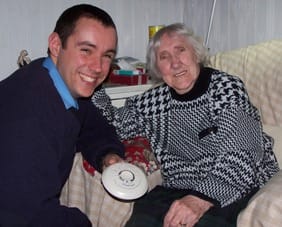 Dolly with Lichfield firefighter Chris Ward