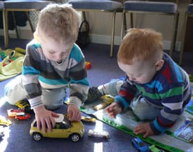Jacob and Archie Williamson playing in the reopened centre