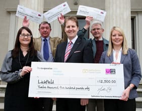 Lichfield Cllr Matthew Ellis with representatives from the organisations receiving funding