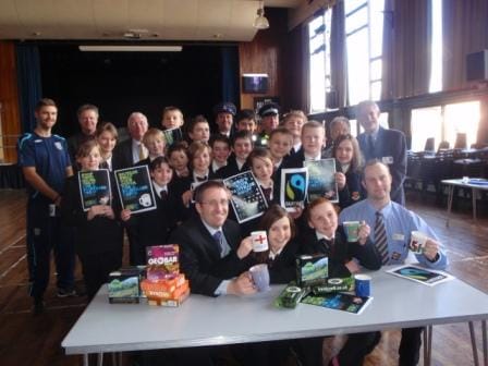 Nether Stowe Scool staff and students enjoying Fairtrade products