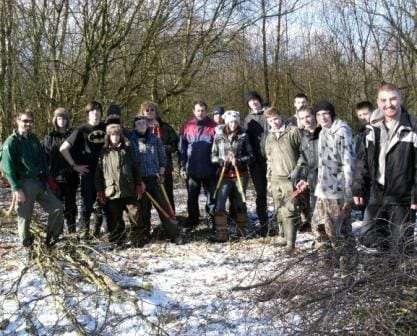 Chris Walsh, Lichfield District Council’s Biodiversity Officer with students from South Staffordshire College