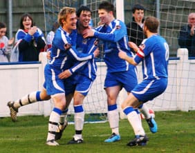 chrishortoncelebrates Chris Horton celebrates his goal against Mickleover Sports. Pic: Dave Birt