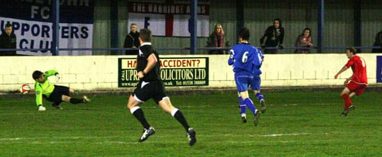 daveegan Dave Egan seals Chasetown's 3-1 win at Leek Town. Pic: Dave Birt